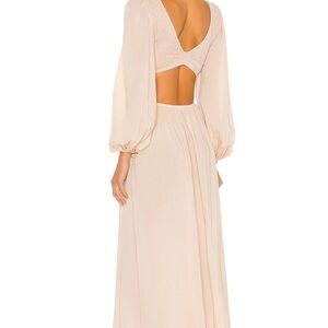 Indah Cream V-Neck Bishop Sleeve Gown